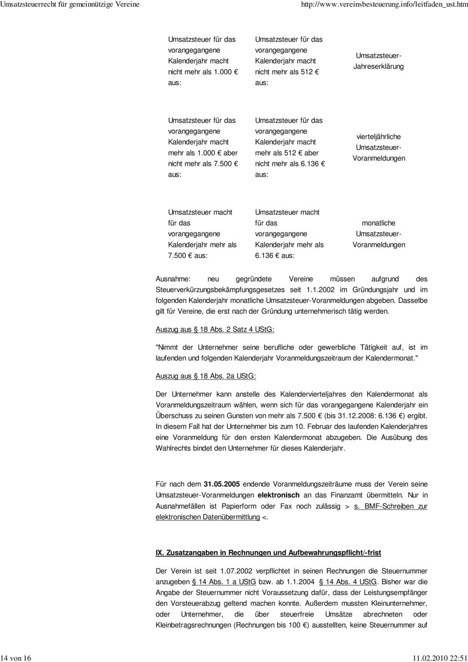 500 aus: Umsatzsteuer für das vorangegangene Kalenderjahr macht mehr als 512 aber nicht mehr als 6.136 aus: Umsatzsteuer macht für das vorangegangene Kalenderjahr mehr als 7.