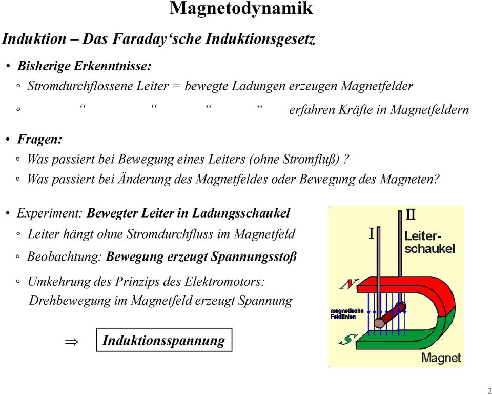 Was passiert bei Änderung des Magnetfeldes oder ewegung des Magneten?