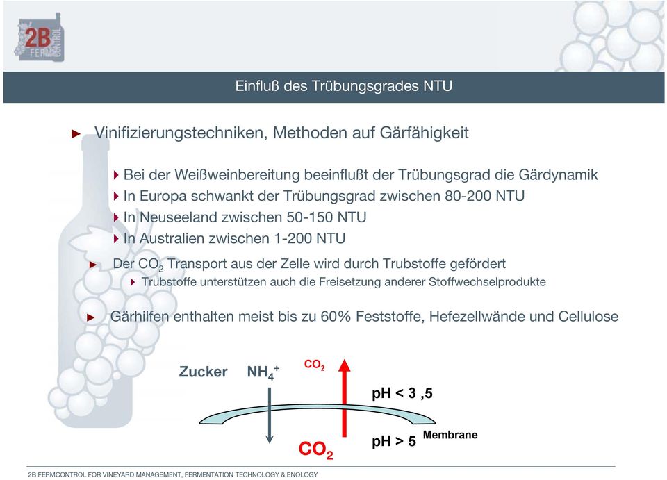 zwischen 1-200 NTU Der CO 2 Transport aus der Zelle wird durch Trubstoffe gefördert Trubstoffe unterstützen auch die Freisetzung