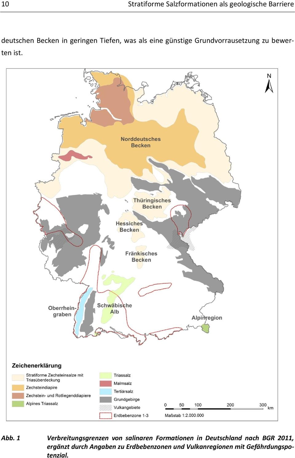 1 Verbreitungsgrenzen von salinaren Formationen in Deutschland nach BGR 2011,