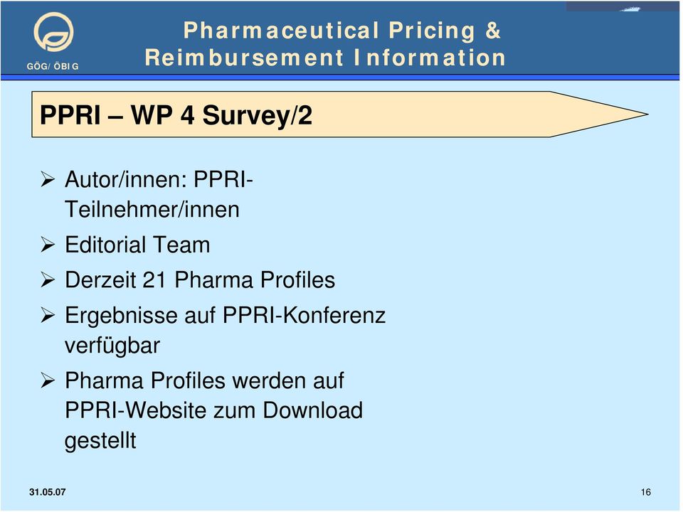 Profiles Ergebnisse auf PPRI-Konferenz verfügbar