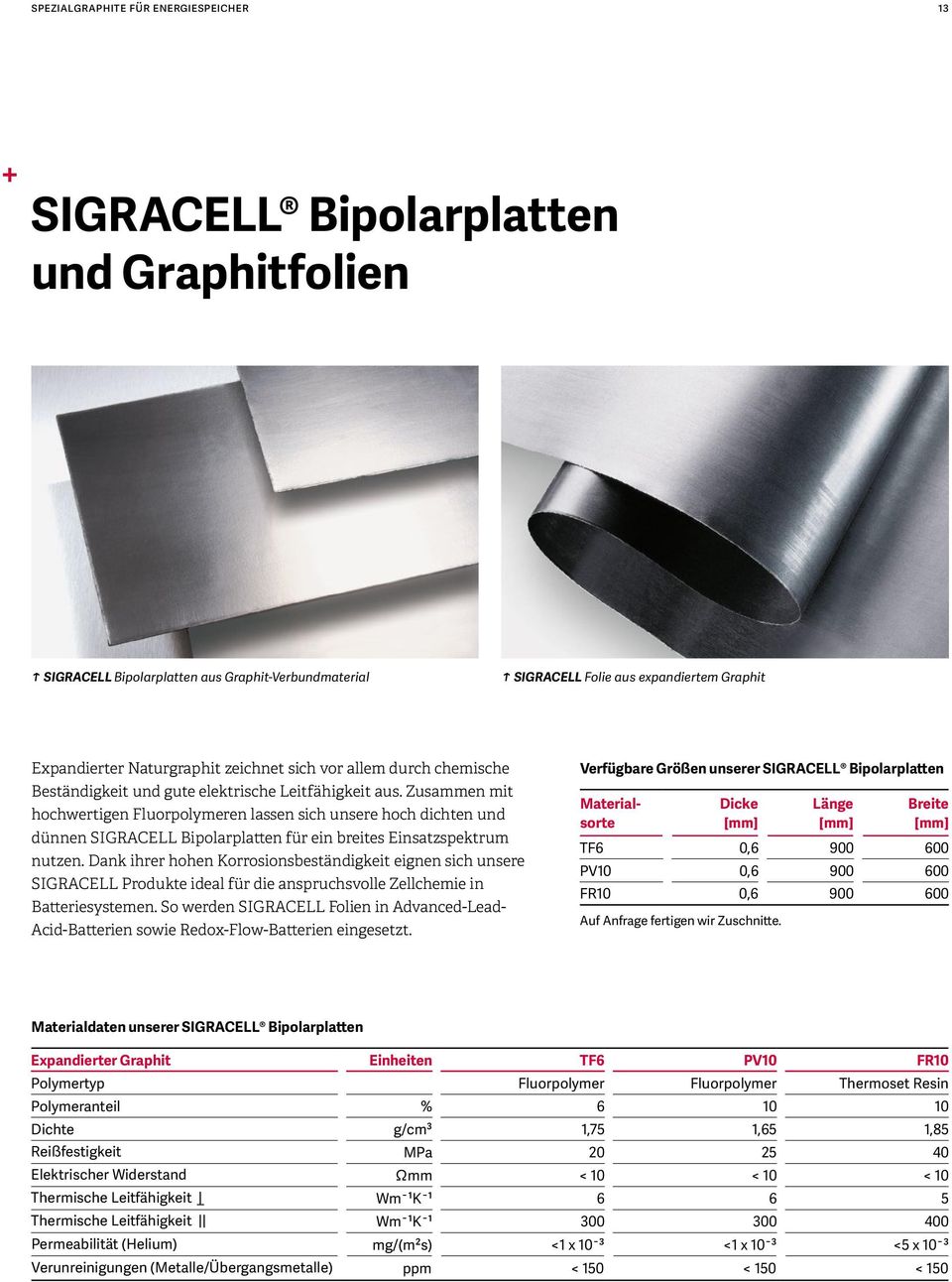 Zusammen mit hochwertigen Fluorpolymeren lassen sich unsere hoch dichten und dünnen SIGRACELL Bipolarplatten für ein breites Einsatzspektrum nutzen.