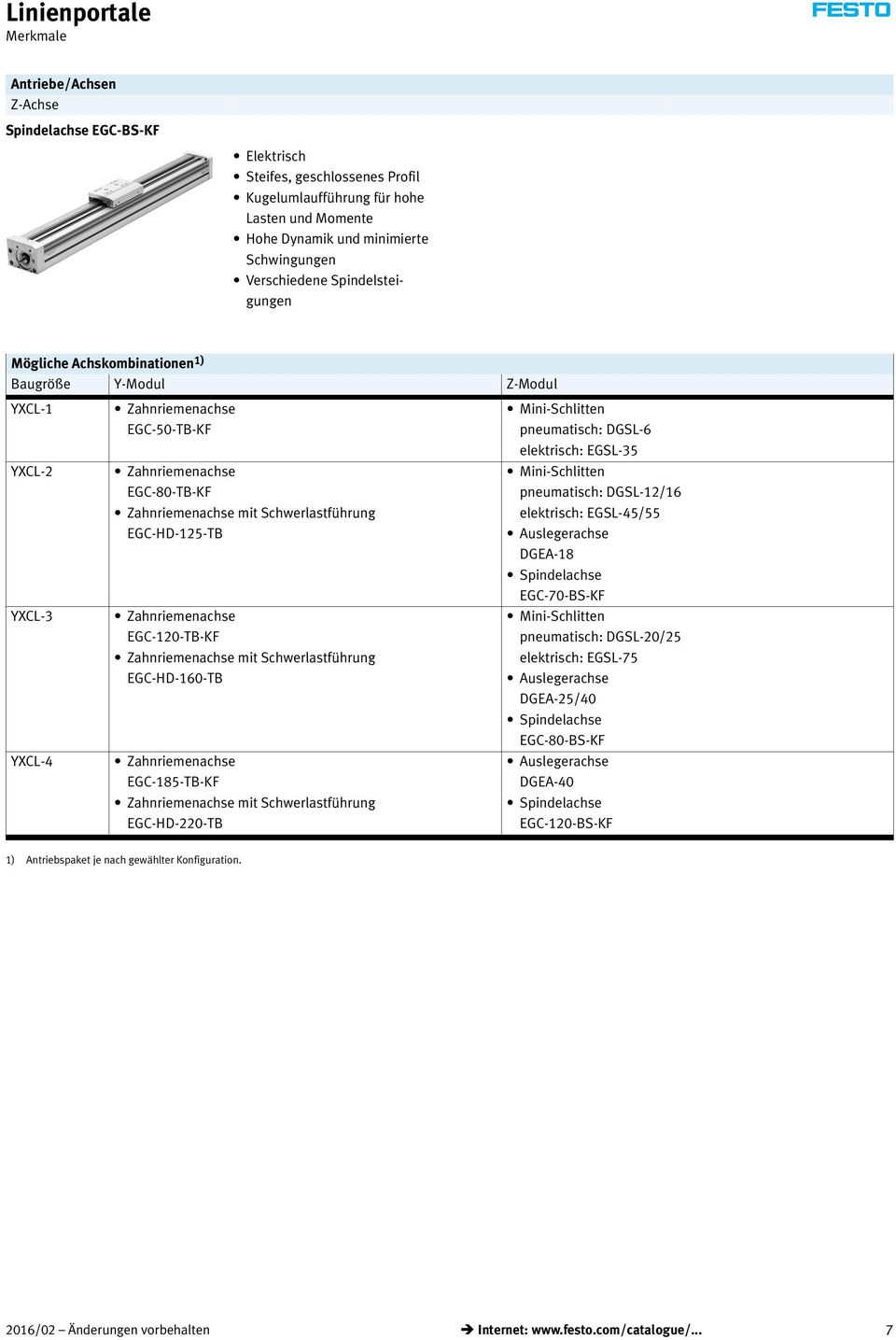 EGC-HD-125-TB Zahnriemenachse EGC-120-TB-KF Zahnriemenachse mit Schwerlastführung EGC-HD-160-TB Zahnriemenachse EGC-185-TB-KF Zahnriemenachse mit Schwerlastführung EGC-HD-220-TB Mini-Schlitten