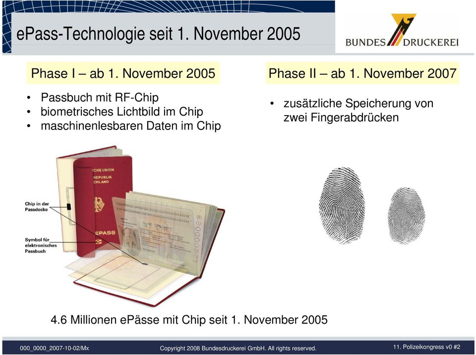 maschinenlesbaren Daten im Chip zusätzliche Speicherung von zwei Fingerabdrücken 4.