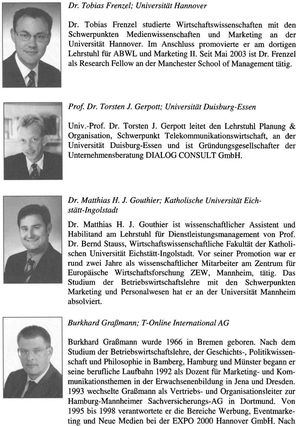 Gerpott; Universität Duisburg-Essen Univ.-Prof. Dr. Torsten J.