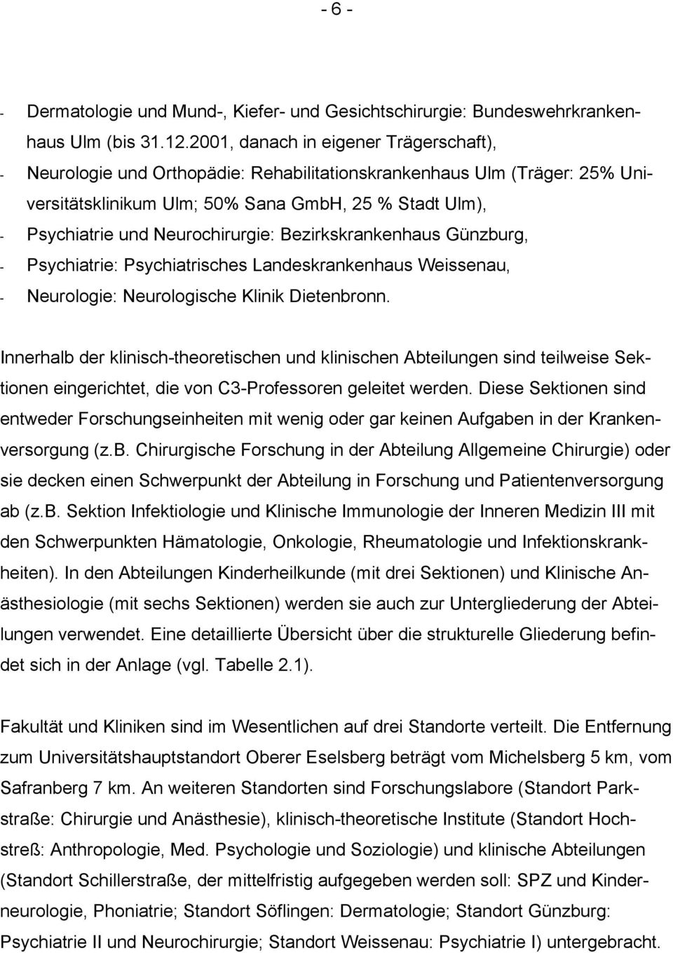 Neurochirurgie: Bezirkskrankenhaus Günzburg, - Psychiatrie: Psychiatrisches Landeskrankenhaus Weissenau, - Neurologie: Neurologische Klinik Dietenbronn.