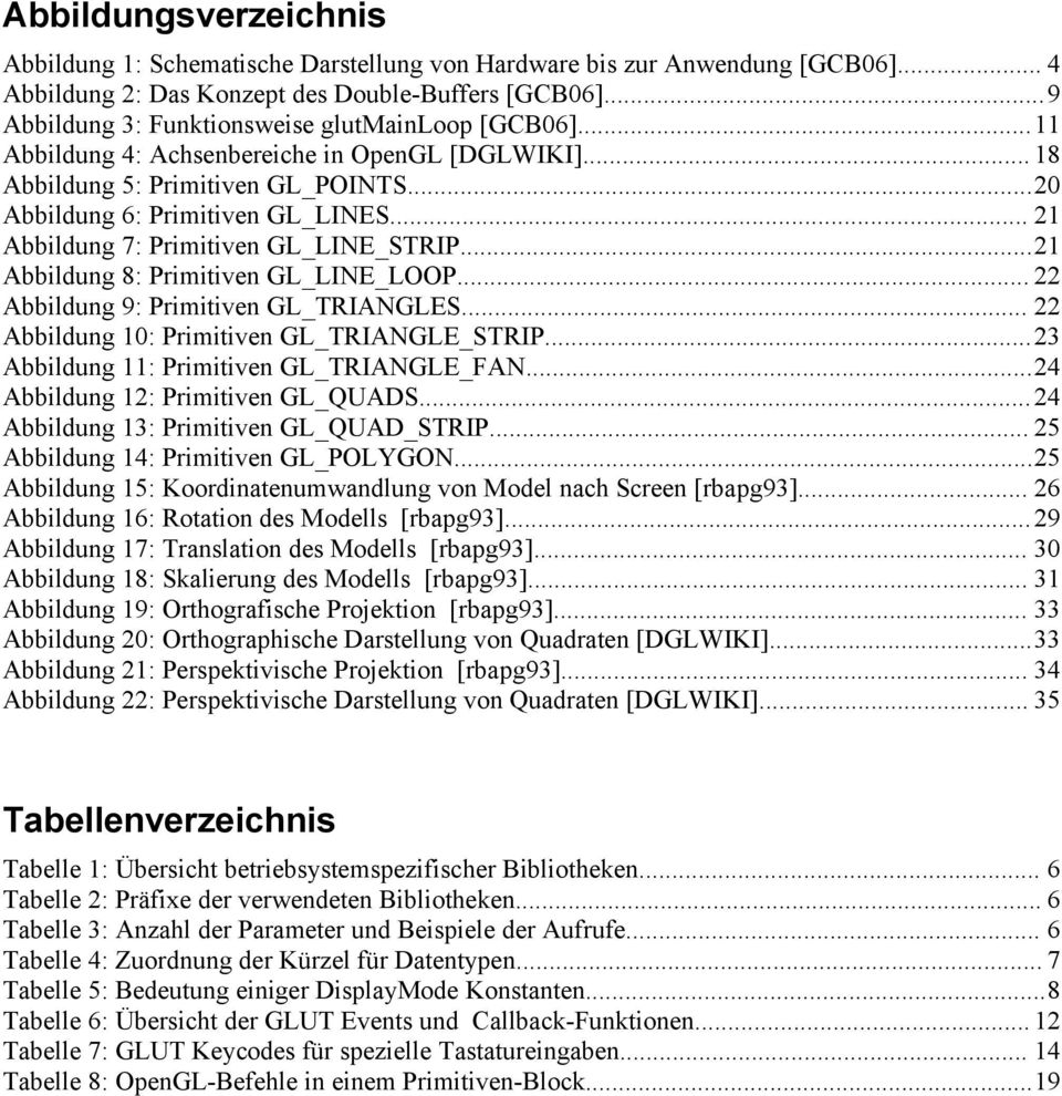 .. 21 Abbildung 7: Primitiven GL_LINE_STRIP...21 Abbildung 8: Primitiven GL_LINE_LOOP... 22 Abbildung 9: Primitiven GL_TRIANGLES... 22 Abbildung 10: Primitiven GL_TRIANGLE_STRIP.