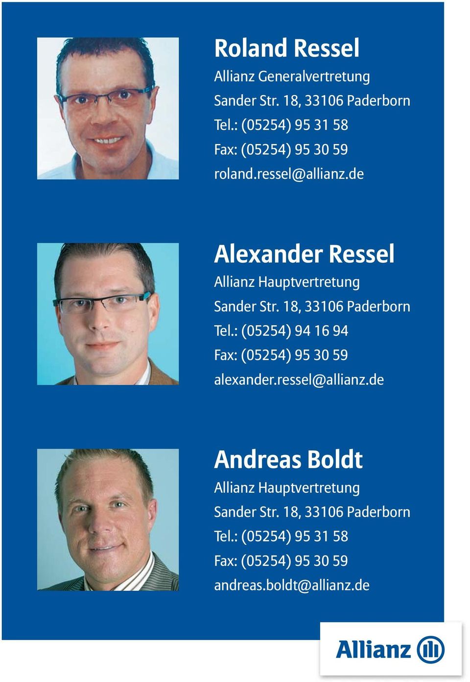 de Alexander Ressel Allianz Hauptvertretung Sander Str. 18, 33106 Paderborn Tel.