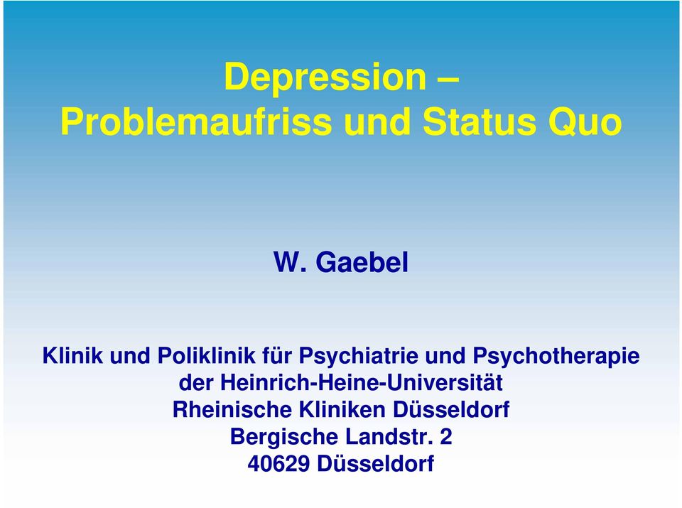 Psychotherapie der Heinrich-Heine-Universität