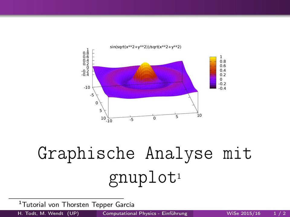 4 Graphische Analyse mit gnuplot 1 1 Tutorial von Thorsten Tepper