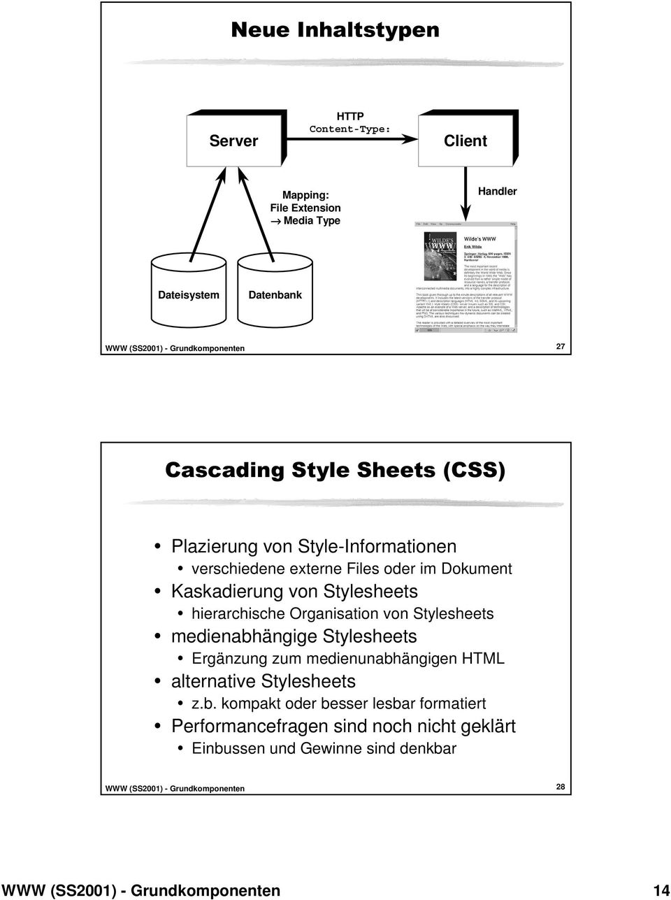 Stylesheets hierarchische Organisation von Stylesheets medienabhängige Stylesheets Ergänzung zum medienunabhängigen HTML