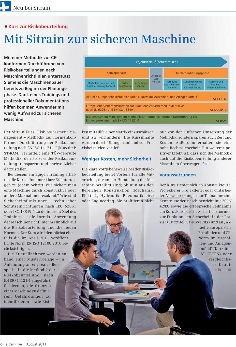 Konstruktion und Automatisierungskonzept Konzeptphase Projektverlauf (schematisch) Risikobeurteilung Sicherheitskonzept Angebot und Auftrag Fertigung und Inbetriebnahme Aktuelle Europäische