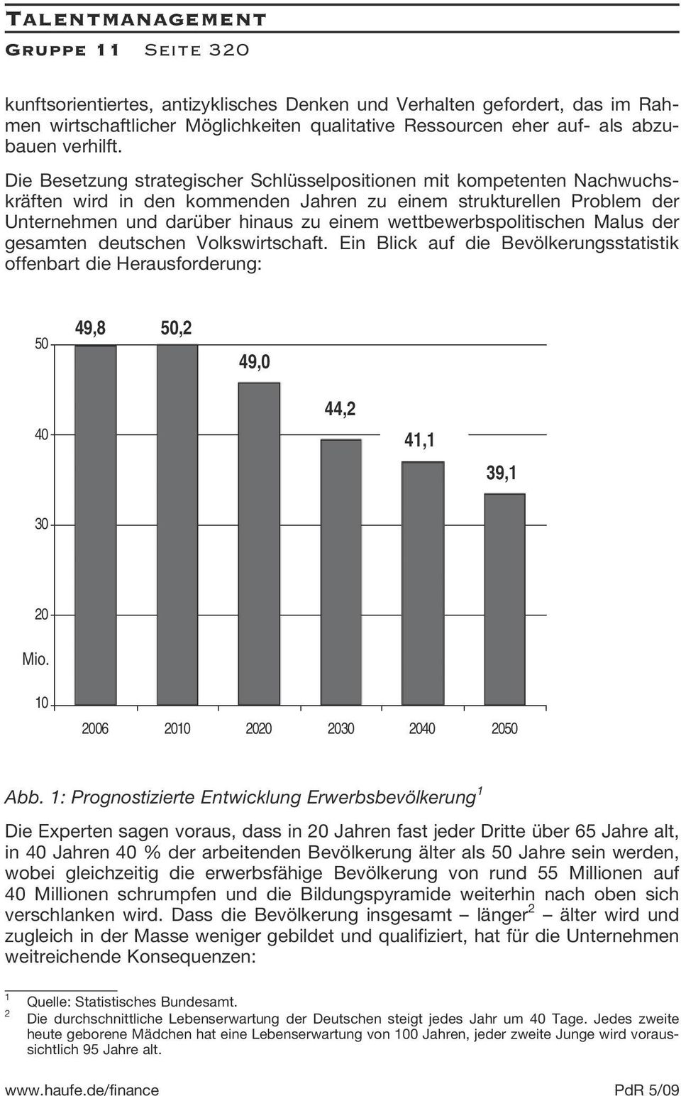 wettbewerbspolitischen Malus der gesamten deutschen Volkswirtschaft. Ein Blick auf die Bevçlkerungsstatistik offenbart die Herausforderung: 50 49,8 50,2 49,0 40 44,2 41,1 39,1 30 20 Mio.