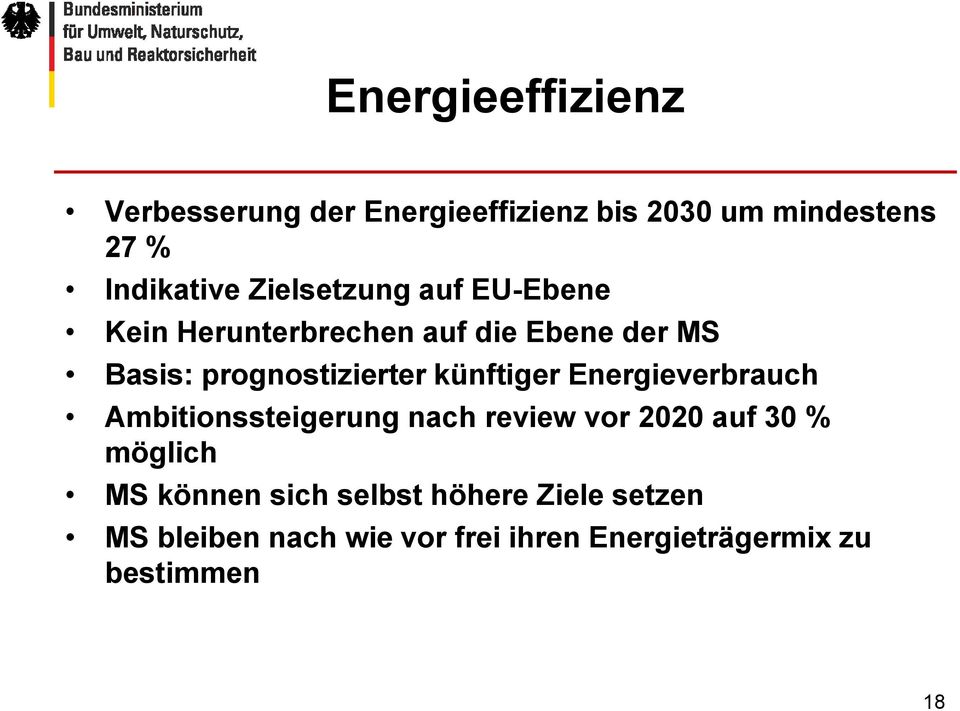 künftiger Energieverbrauch Ambitionssteigerung nach review vor 2020 auf 30 % möglich MS