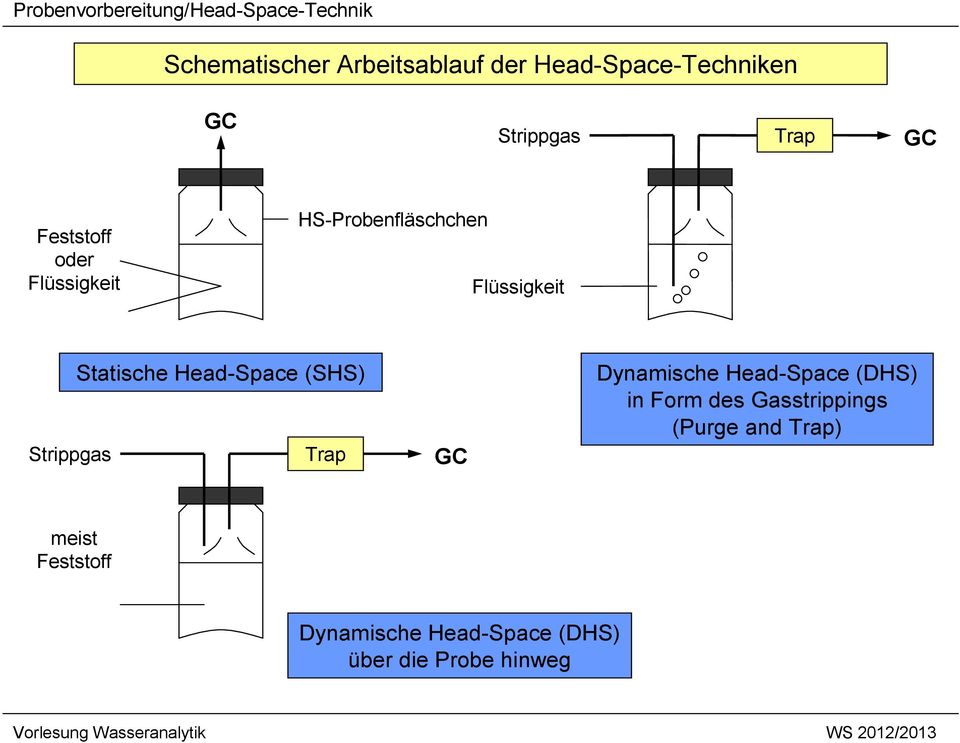HS-Probenfläschchen Flüssigkeit Strippgas Statische Head-Space(SHS) Trap GC Dynamische