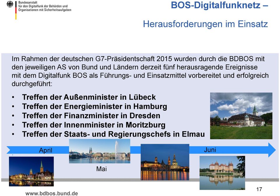 vorbereitet und erfolgreich durchgeführt: Treffen der Außenminister in Lübeck Treffen der Energieminister in Hamburg Treffen