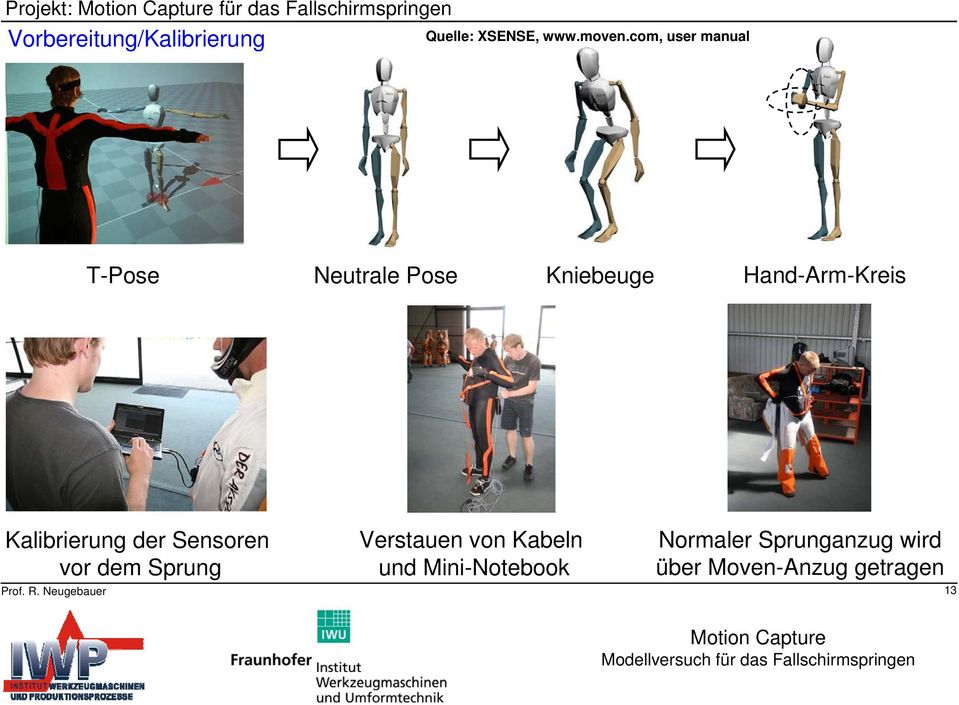 com, user manual T-Pose Neutrale Pose Kniebeuge Hand-Arm-Kreis