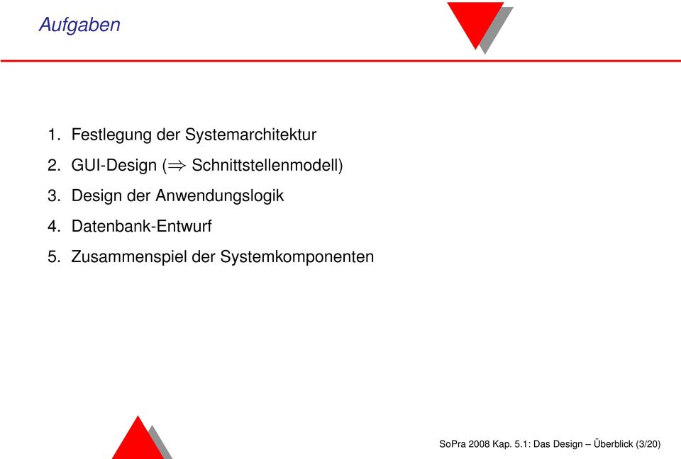 Design der Anwendungslogik 4. Datenbank-Entwurf 5.
