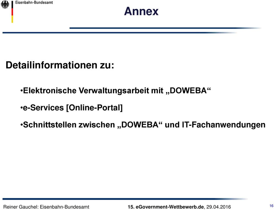 DOWEBA e-services [Online-Portal]