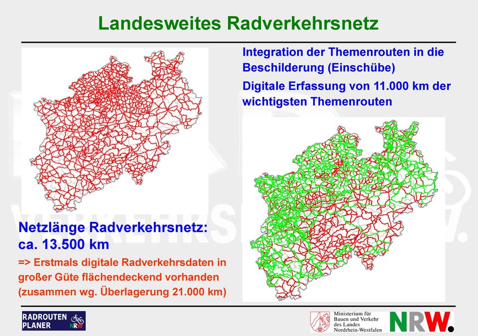 000 km der wichtigsten Themenrouten Netzlänge Radverkehrsnetz: ca. 13.