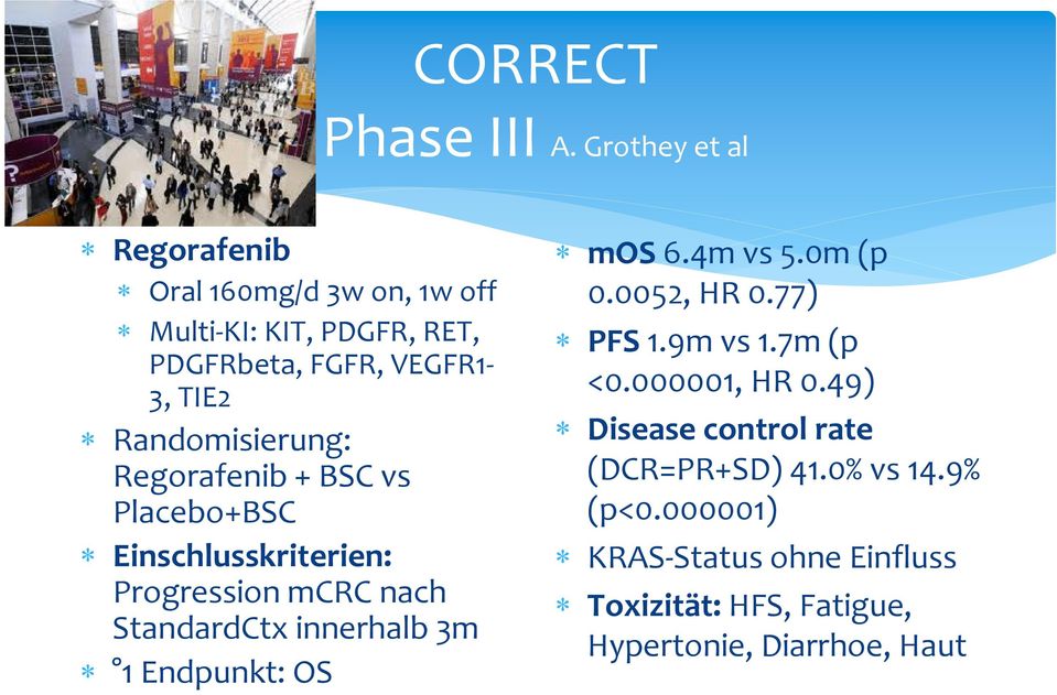 Randomisierung: Regorafenib + BSC vs Placebo+BSC Einschlusskriterien: Progression mcrc nach StandardCtx innerhalb 3m 1