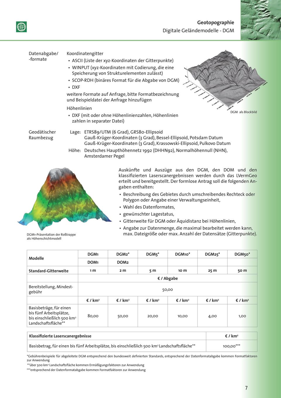ohne Höhenlinienzahlen, Höhenlinien zahlen in separater Datei) DGM als Blockbild Geodätischer Raumbezug Lage: Höhe: ETRS89/UTM (6 Grad), GRS80-Ellipsoid Gauß-Krüger-Koordinaten (3 Grad),