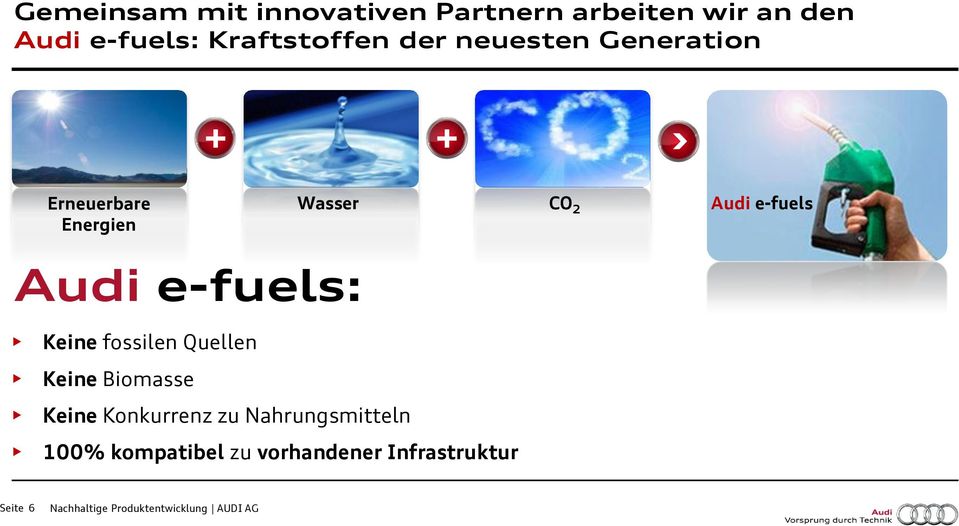 e-fuels: Keine fossilen Quellen Keine Biomasse Keine Konkurrenz zu Nahrungsmitteln