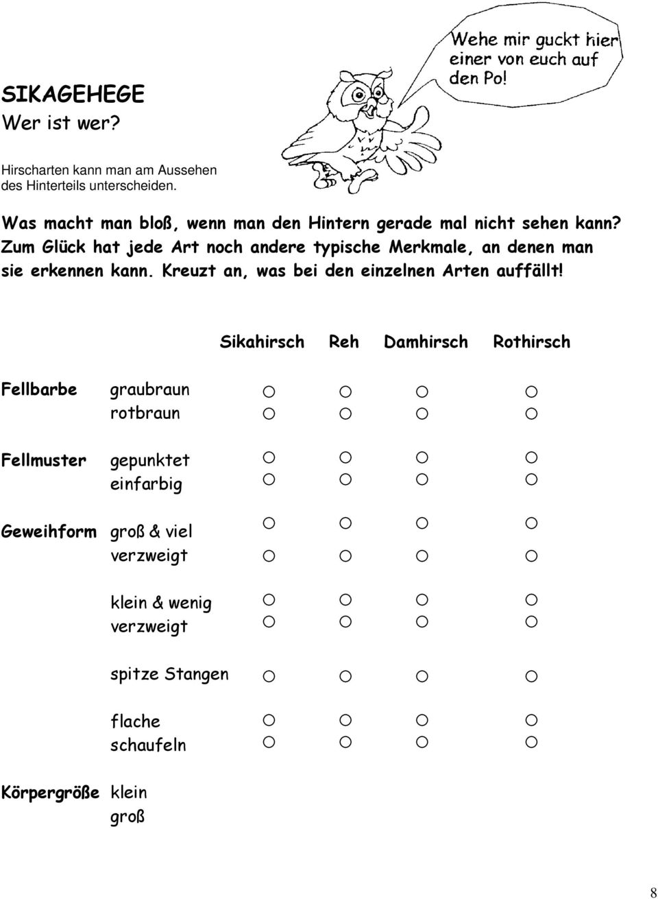 Zum Glück hat jede Art noch andere typische Merkmale, an denen man sie erkennen kann.