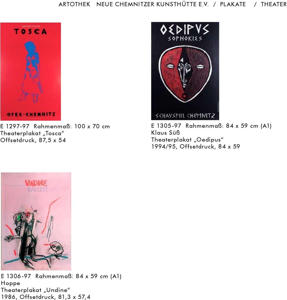 Theaterplakat Oedipus 1994/95, Offsetdruck, 84 x 59 E 1306-97