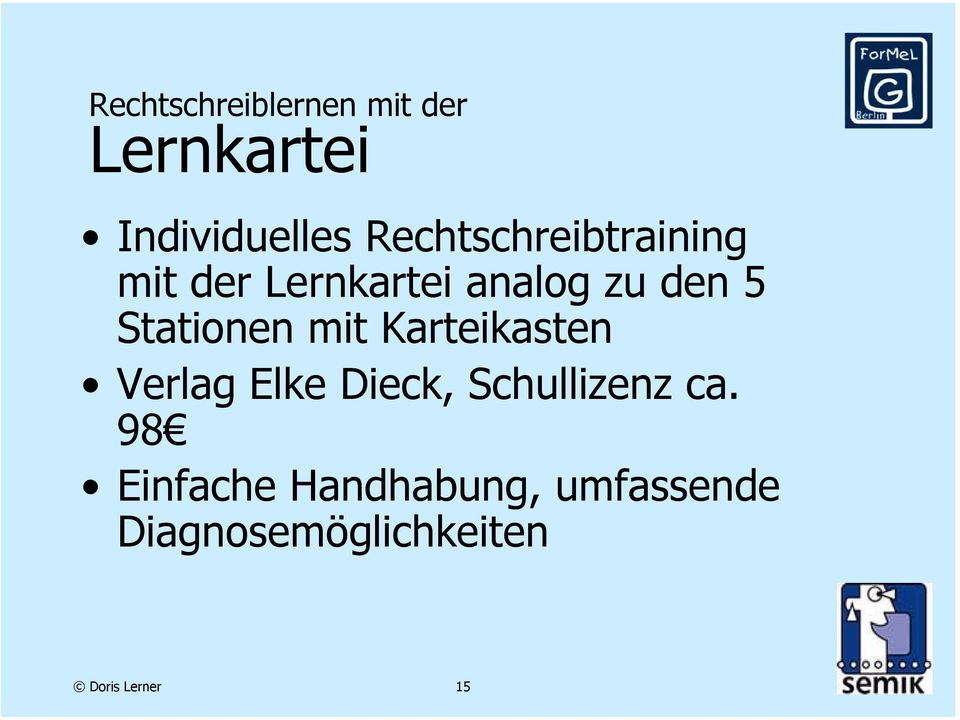 Stationen mit Karteikasten Verlag Elke Dieck, Schullizenz ca.
