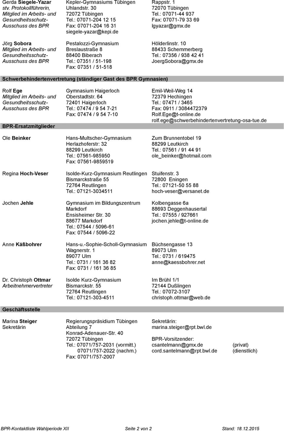 30 72072 Tübingen Tel.: 07071-204 12 15 Fax: 07071-204 16 31 siegele-yazar@kepi.de Pestalozzi-Gymnasium Breslaustraße 8 88400 Biberach Tel.: 07351 / 51-198 Fax: 07351 / 51-518 Rappstr.