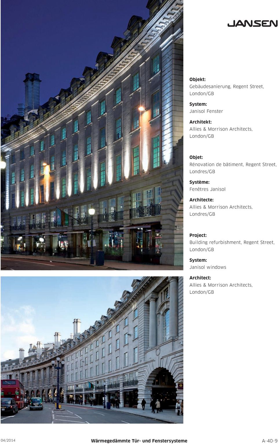 Allies & Morrison Architects, Londres/GB Building refurbishment, Regent Street, London/GB