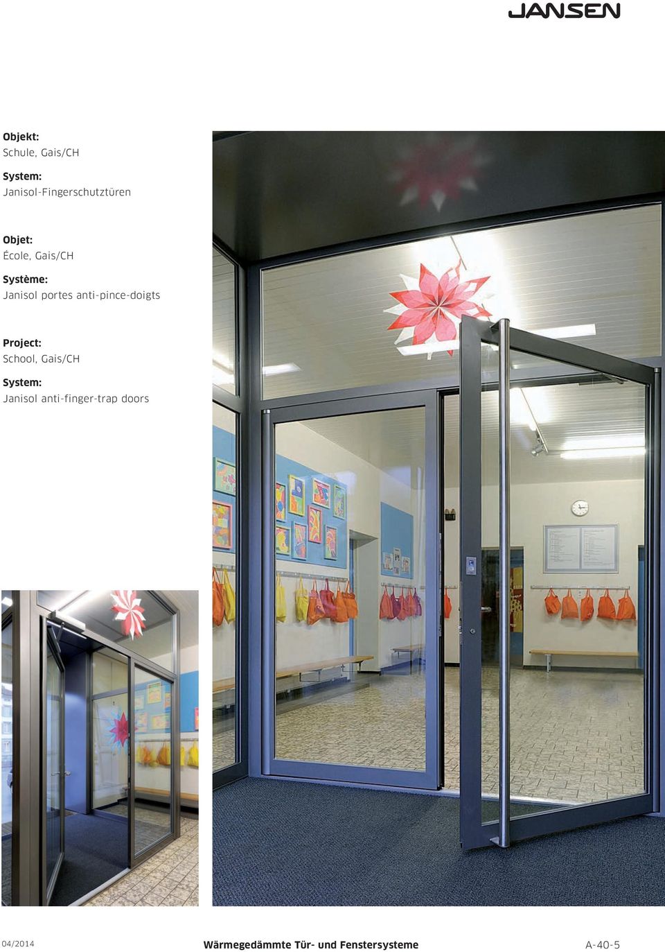 School, Gais/CH Janisol anti-finger-trap doors