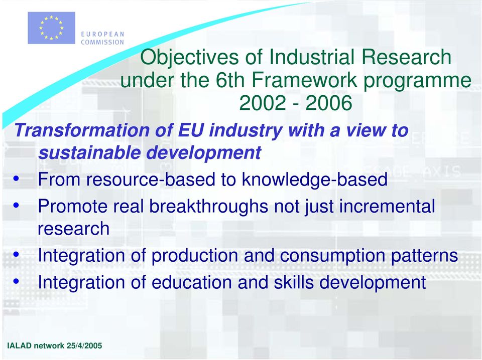 knowledge-based Promote real breakthroughs not just incremental research Integration of