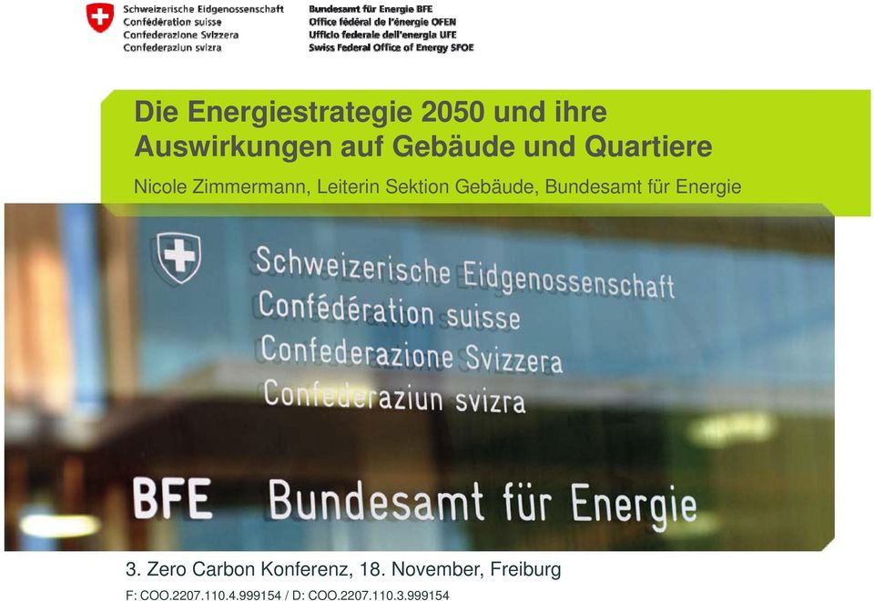 Bundesamt für Energie 3. Zero Carbon Konferenz, 18.