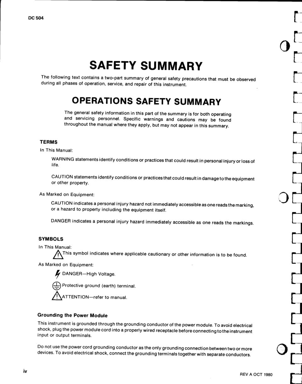 Specific warnings and cautions may be found throughout the manual where they apply, but may not appear in this summary.