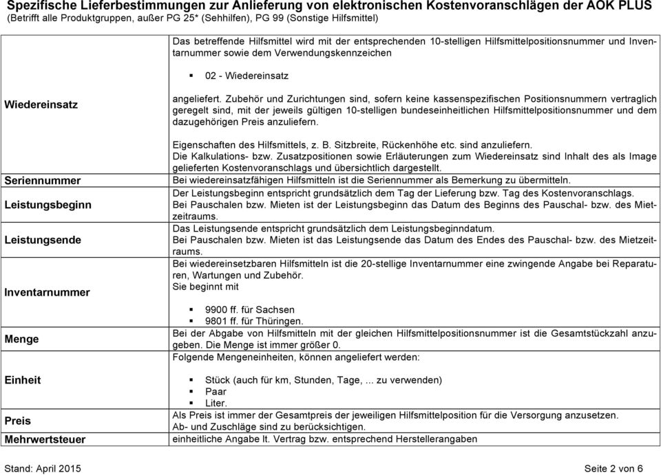 Zubehör und Zurichtungen sind, sofern keine kassenspezifischen Positionsnummern vertraglich geregelt sind, mit der jeweils gültigen 10-stelligen bundeseinheitlichen Hilfsmittelpositionsnummer und dem