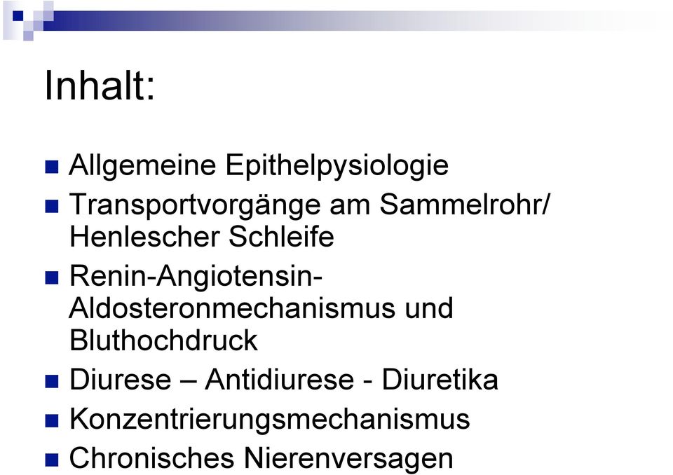 Aldosteronmechanismus und Bluthochdruck Diurese