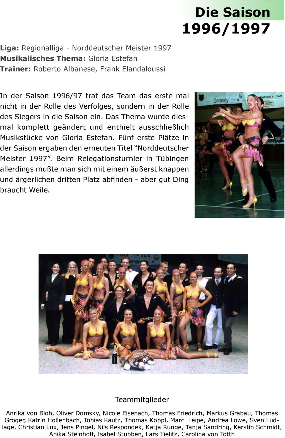 Fünf erste Plätze in der Saison ergaben den erneuten Titel Norddeutscher Meister 1997.