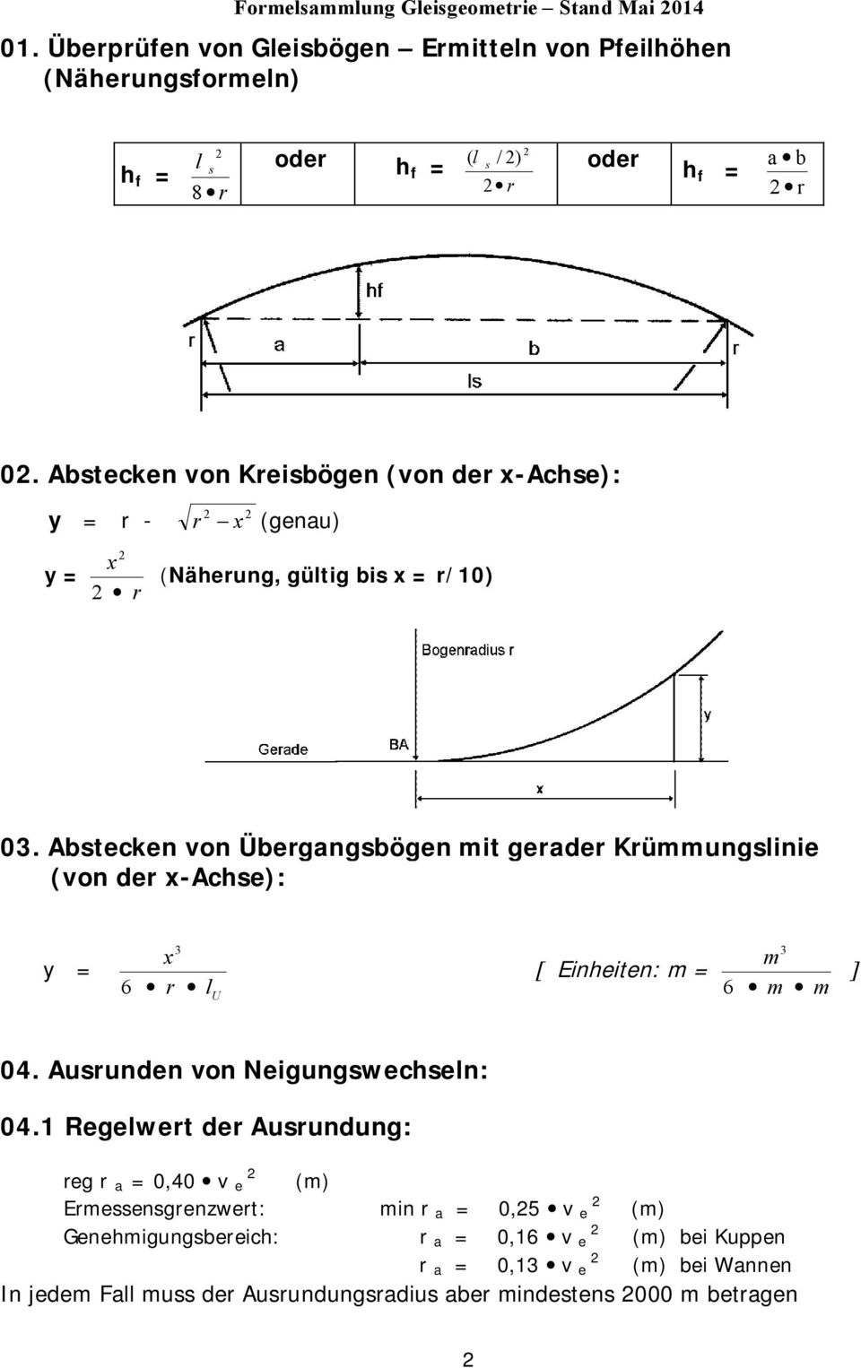 Abstecken von Keisbögen (von de x Achse): y = x y = x (genau) (Näheung, gültig bis x = /10) 03.