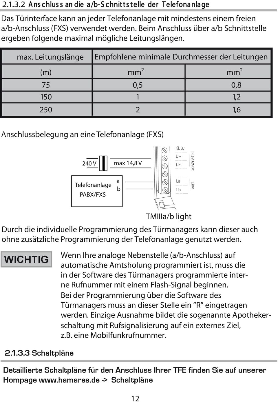 mal mögliche Leitungslängen. max.