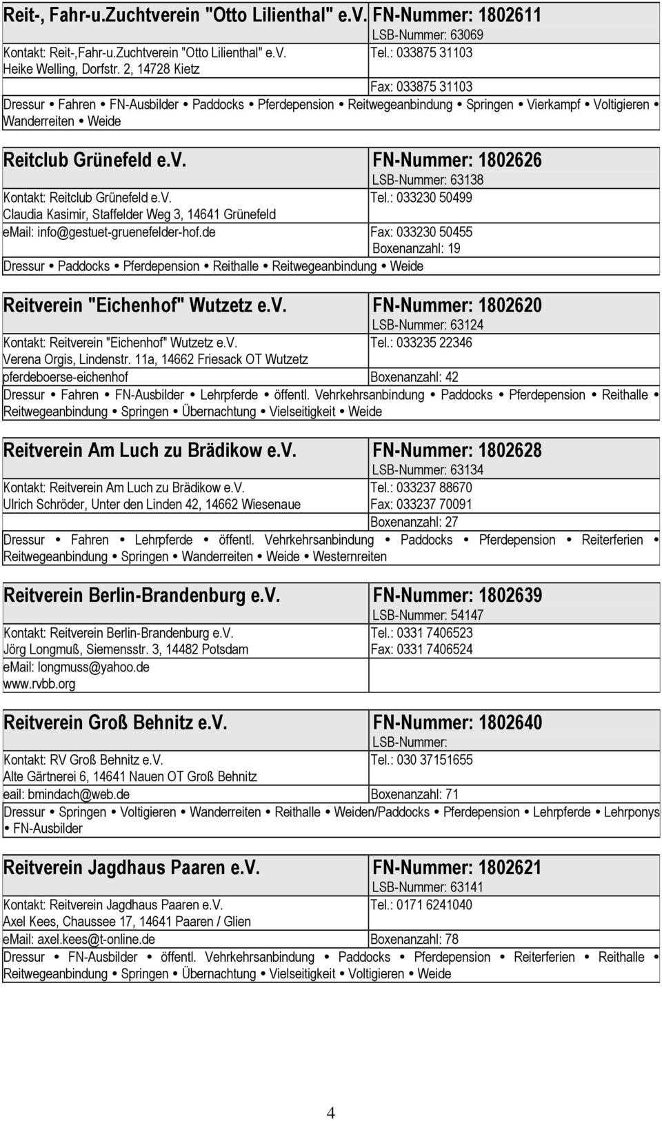 FN-Nummer: 1802626 63138 Kontakt: Reitclub Grünefeld e.v. Tel.: 033230 50499 Claudia Kasimir, Staffelder Weg 3, 14641 Grünefeld email: info@gestuet-gruenefelder-hof.