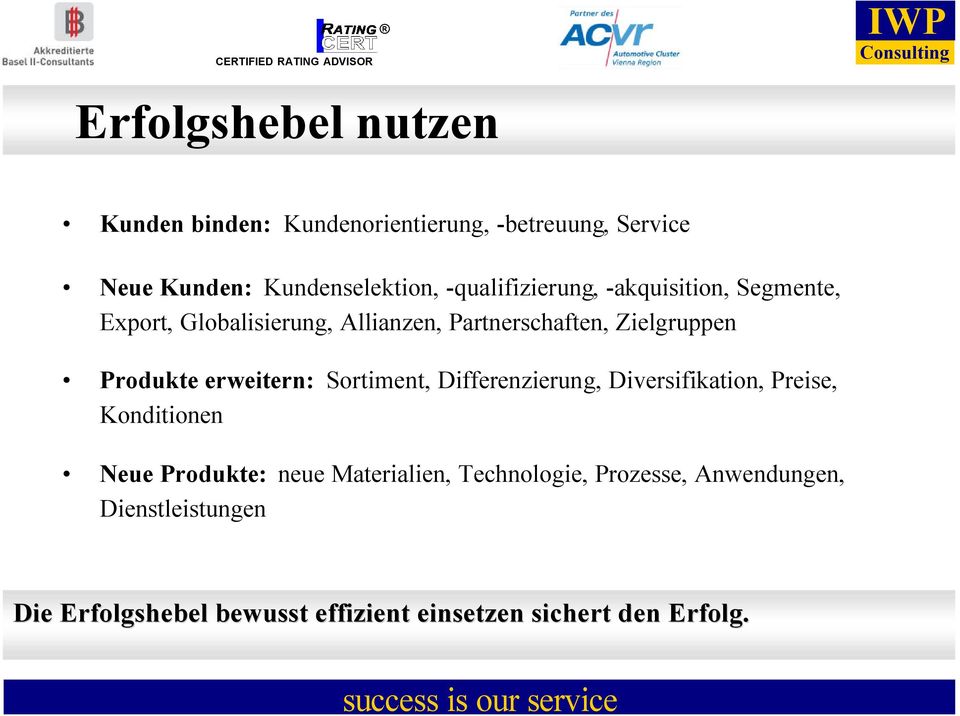 Produkte erweitern: Sortiment, Differenzierung, Diversifikation, Preise, Konditionen Neue Produkte: neue