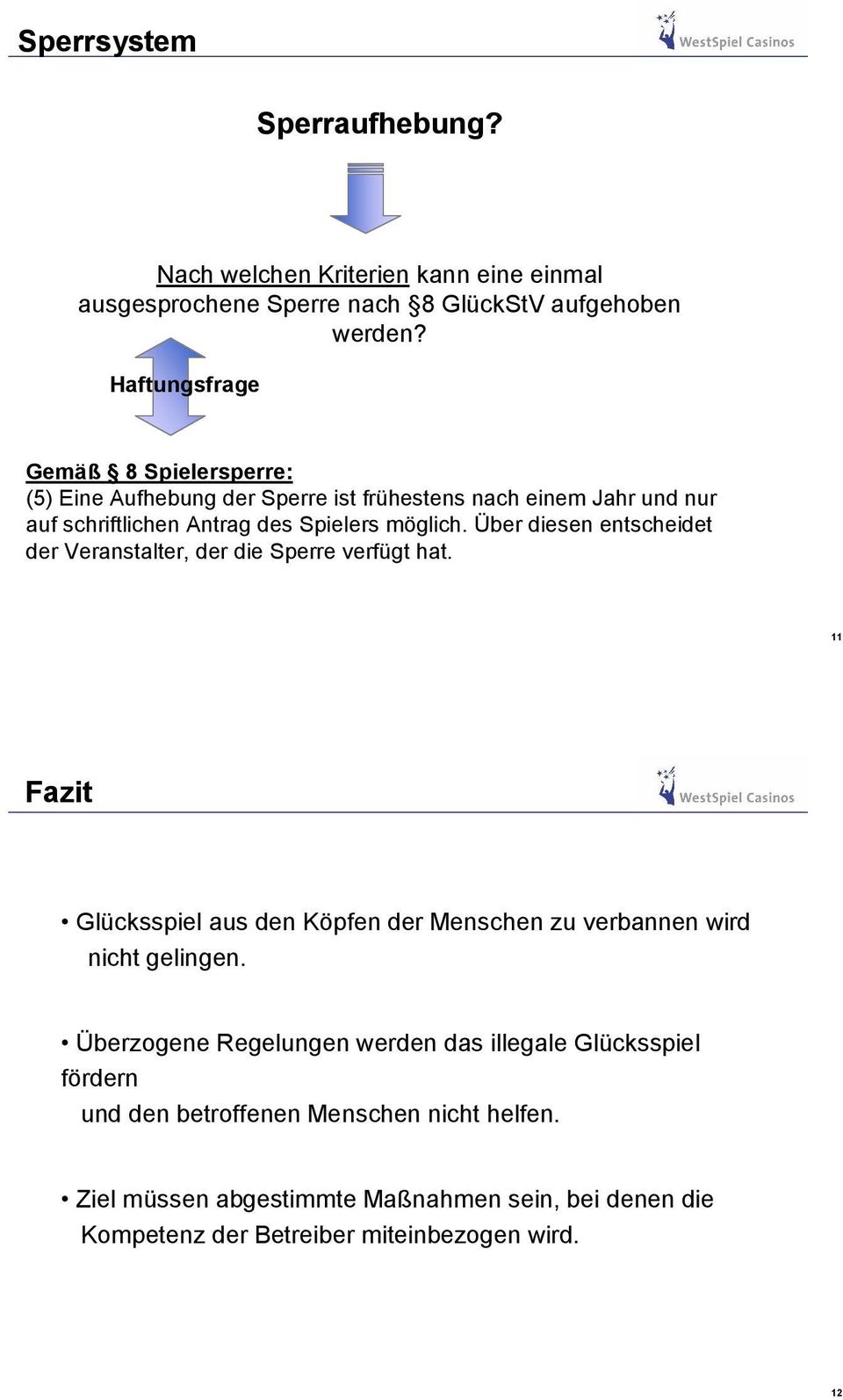 Über diesen entscheidet der Veranstalter, der die Sperre verfügt hat. 11 Fazit Glücksspiel aus den Köpfen der Menschen zu verbannen wird nicht gelingen.