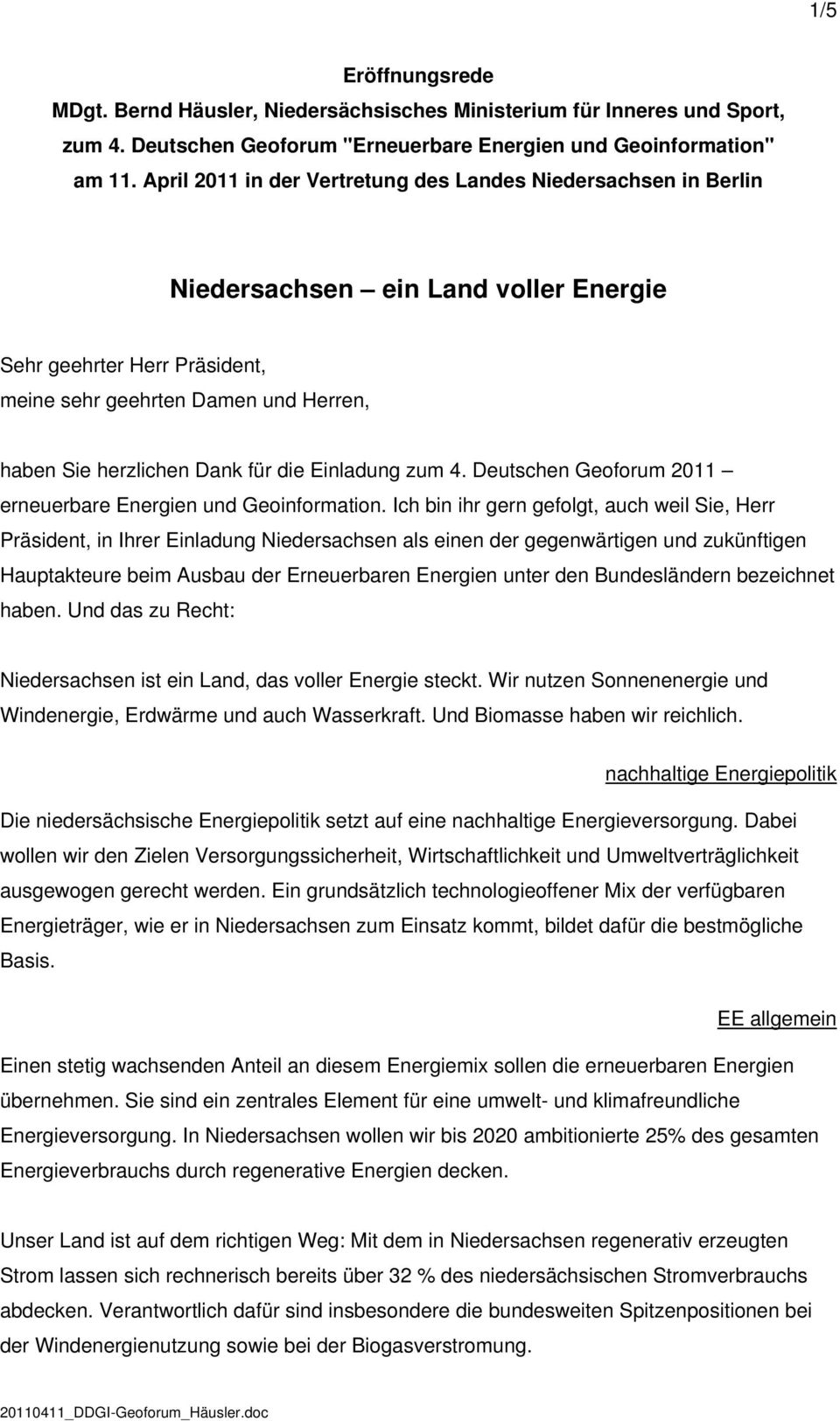 die Einladung zum 4. Deutschen Geoforum 2011 erneuerbare Energien und Geoinformation.