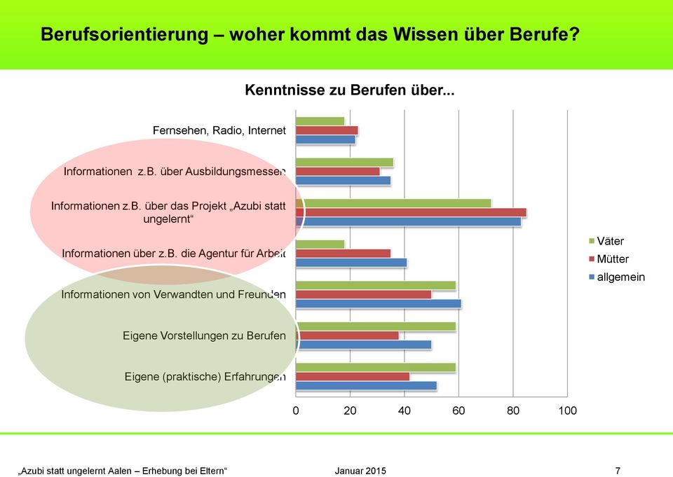 b. die Agentur für Arbeit Informationen von Verwandten und Freunden Väter Mütter allgemein Eigene Vorstellungen zu