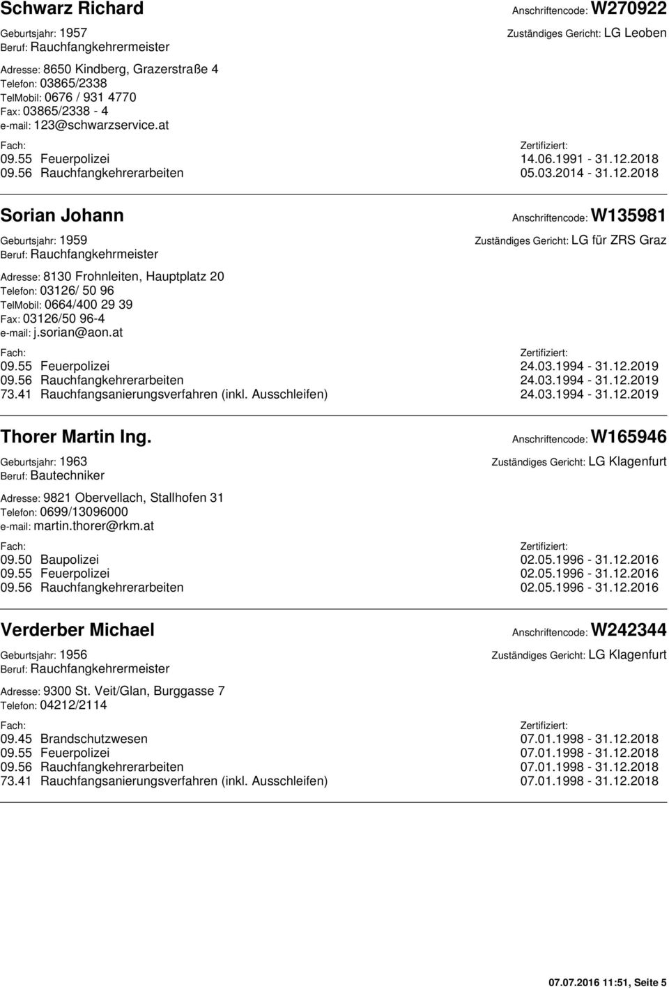 2018 09.56 Rauchfangkehrerarbeiten 05.03.2014-31.12.