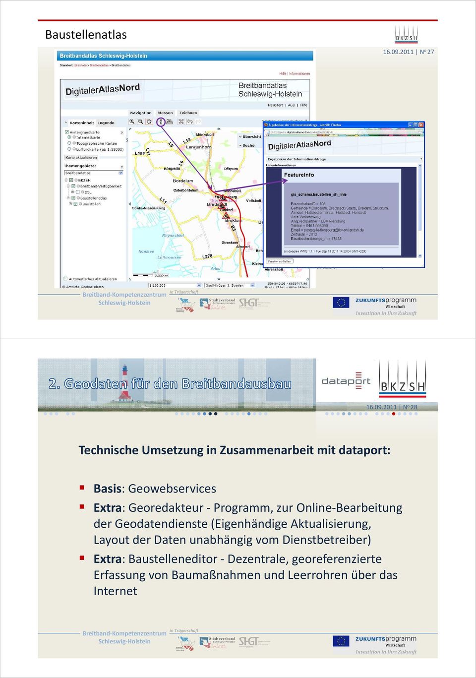 2011 N o 28 Technische Umsetzung in Zusammenarbeit mit dataport: Basis: Geowebservices Extra: