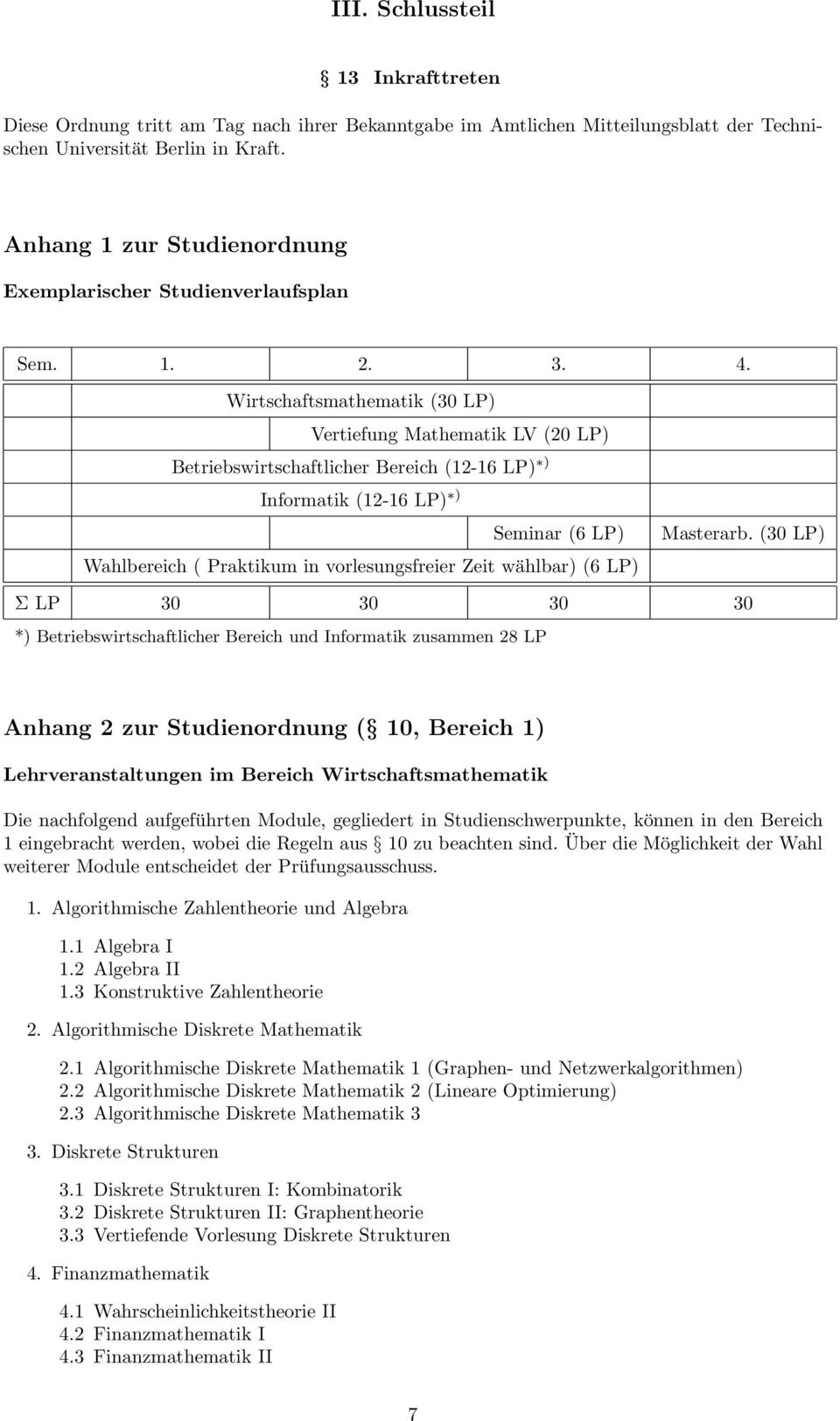 Anhang 1 zur Studienordnung Exemplarischer Studienverlaufsplan Sem. 1. 2. 3. 4.