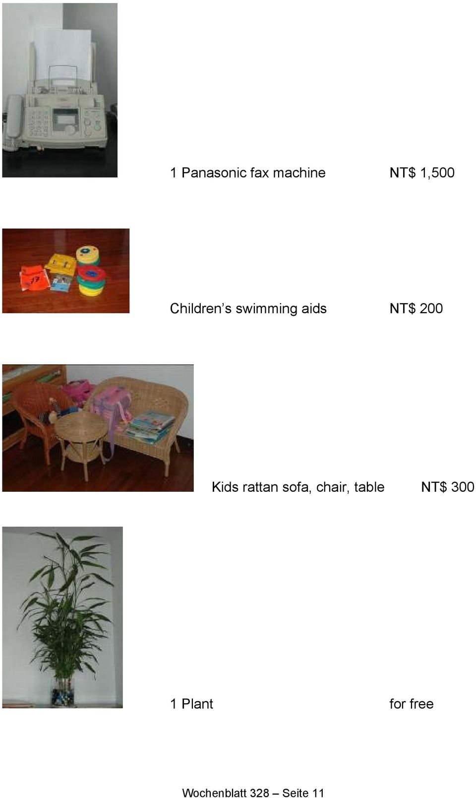 Kids rattan sofa, chair, table NT$